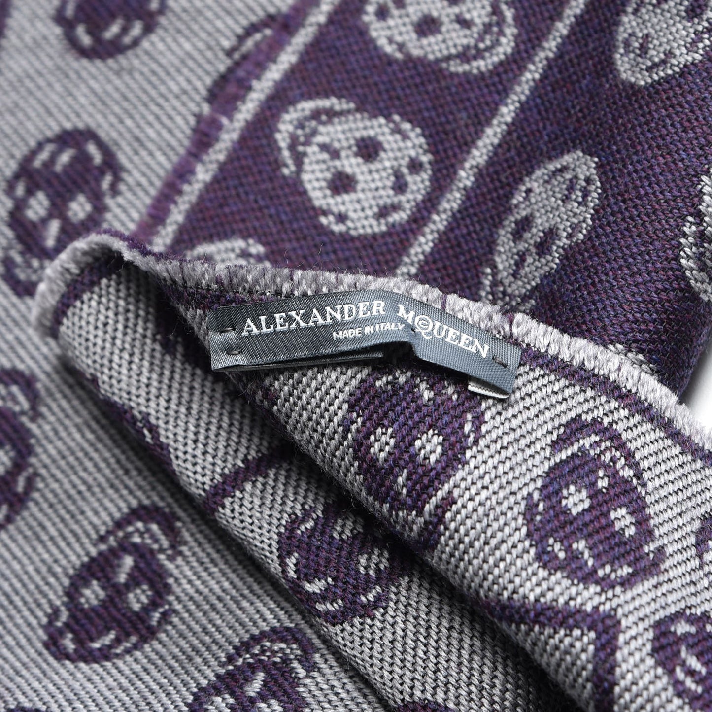 Wool Large Skull Scarf Purple