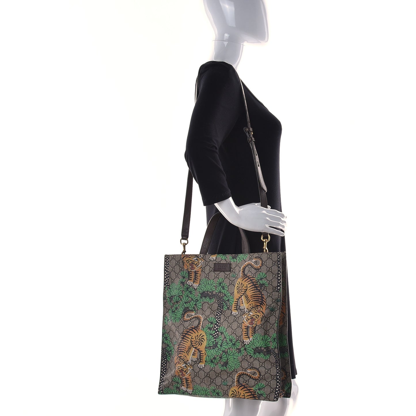 GG Supreme Monogram Bengal Vertical Tote Brown