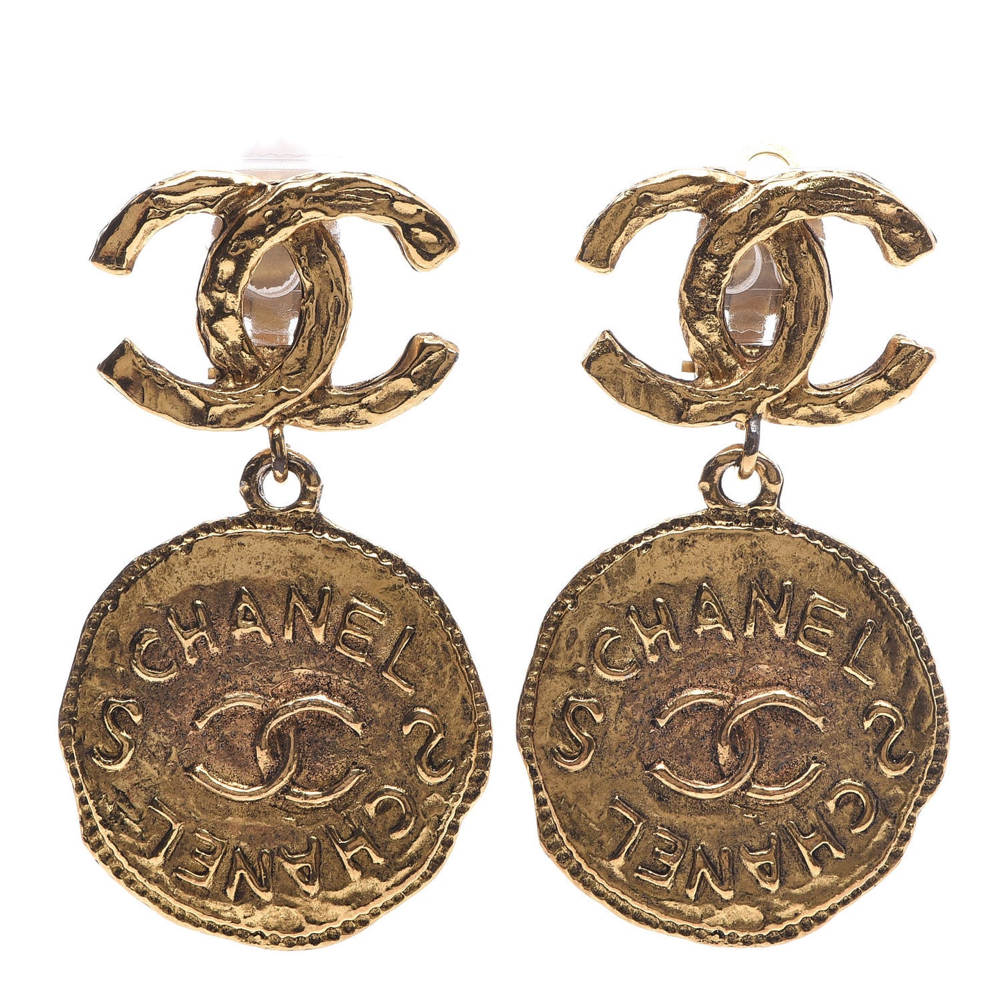 CC Hammered Round Clip On Earrings Gold