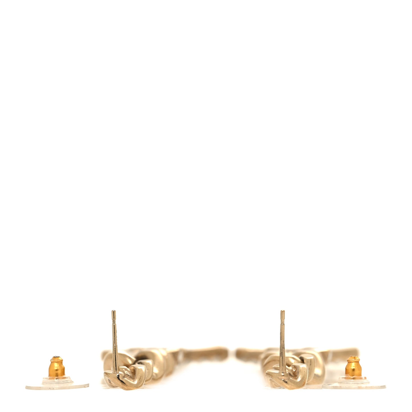 Pearl Crystal CC Chain Link Drop Earrings Gold