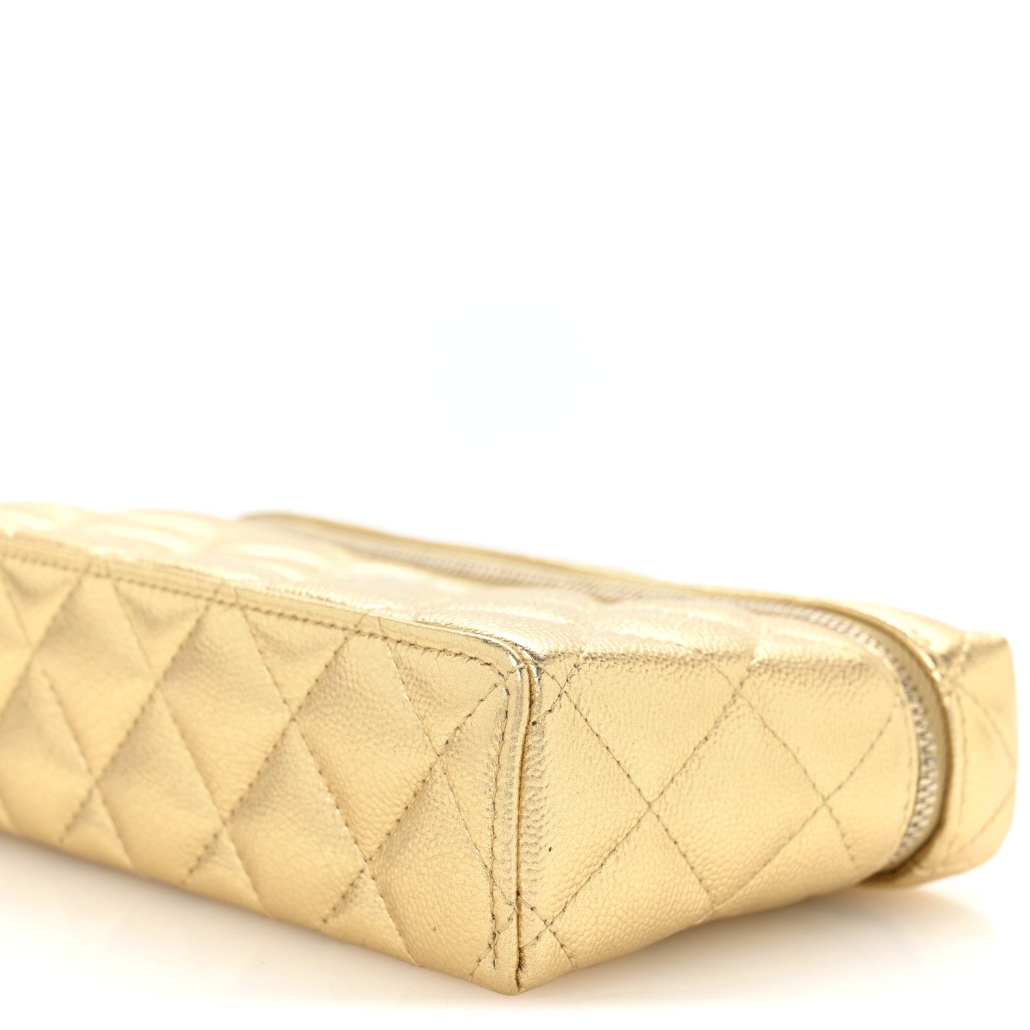 Chanel Metallic Caviar Quilted Top Handle Slim Vanity With Chain Gold 10 of 10