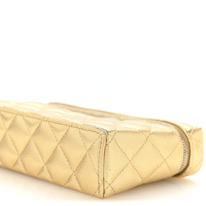 Chanel Metallic Caviar Quilted Top Handle Slim Vanity With Chain Gold 10 of 10