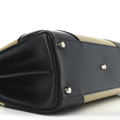 Gucci Smooth Calfskin Diagonal Striped Medium Zumi Top Handle Bag Black Beige 9 of 10