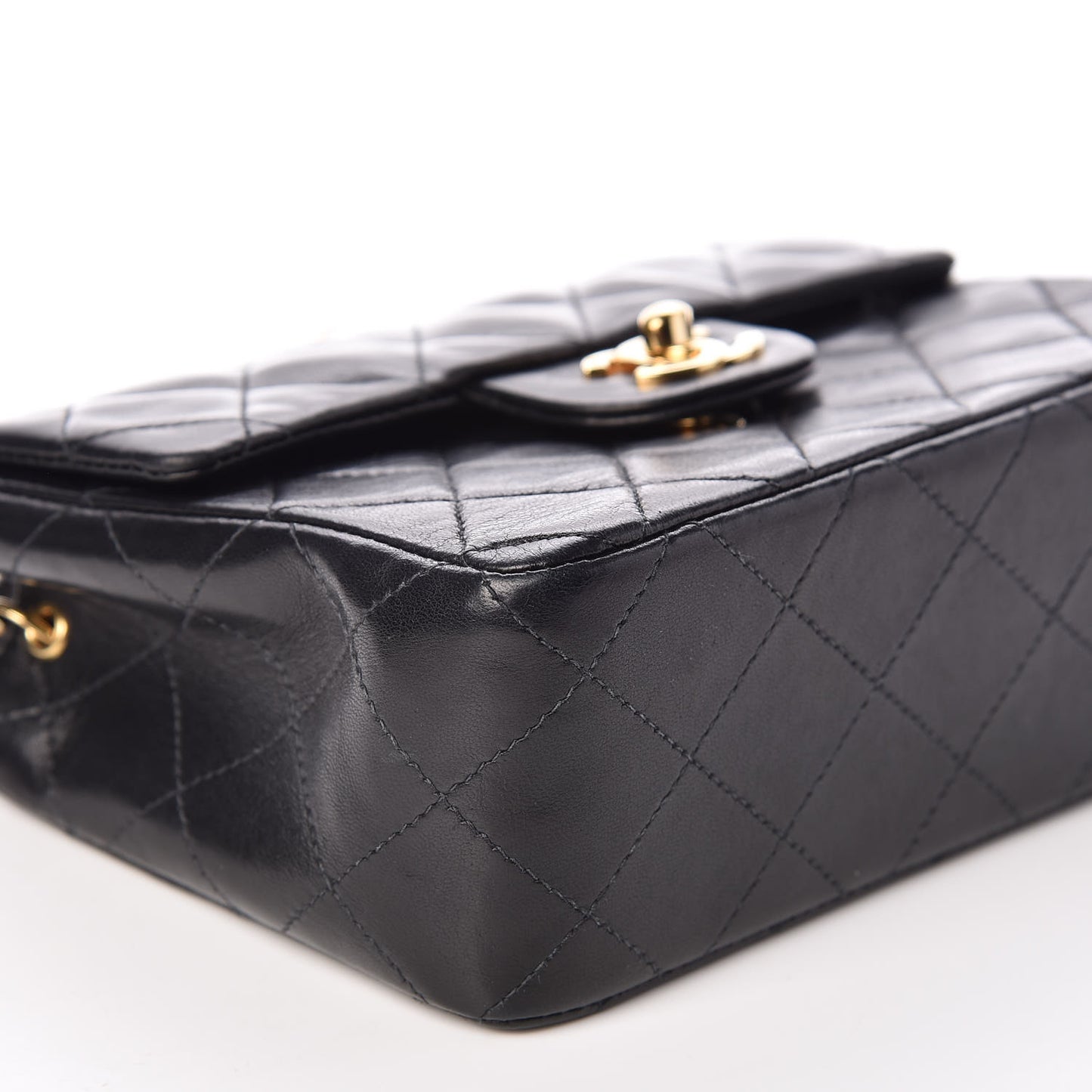 Lambskin Quilted Mini Square Flap Black