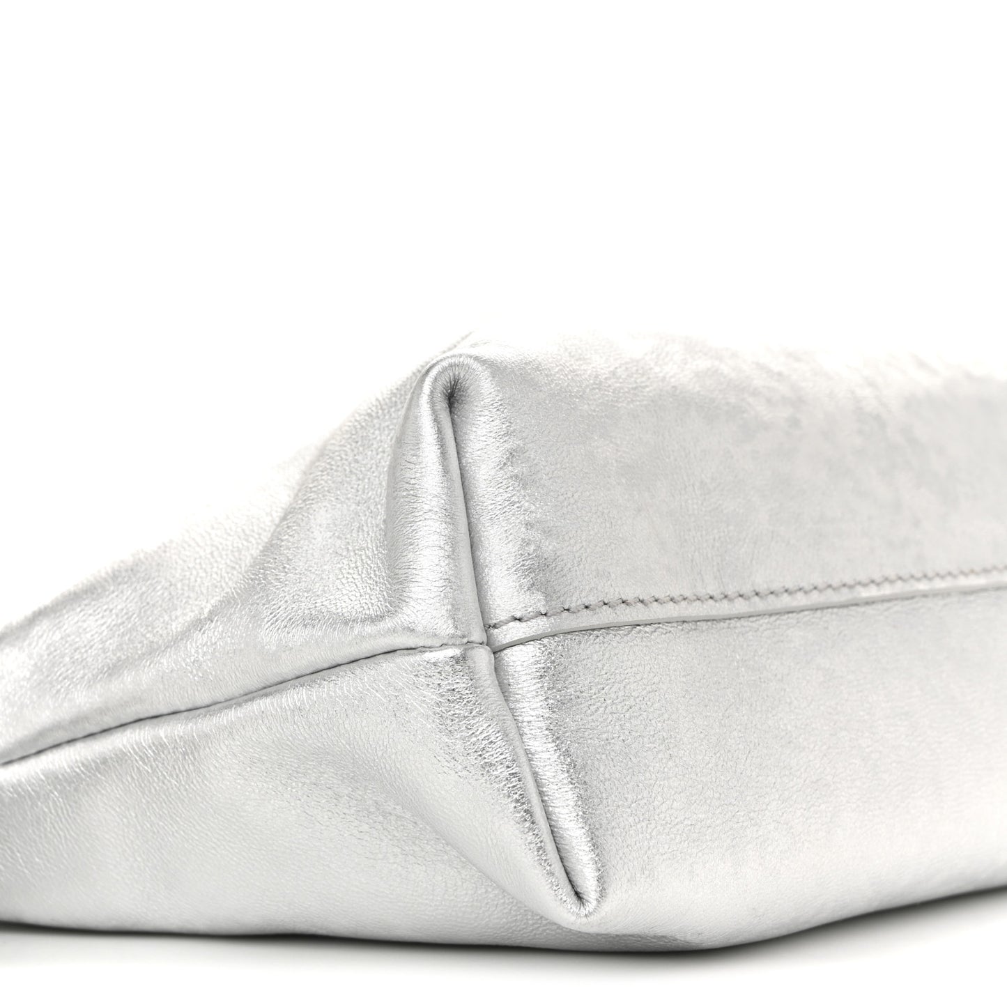 Metallic Moire Calfskin Mini Chain Flamenco Knot Silver