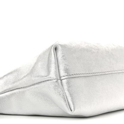 Loewe Metallic Moire Calfskin Mini Chain Flamenco Knot Silver 9 of 12