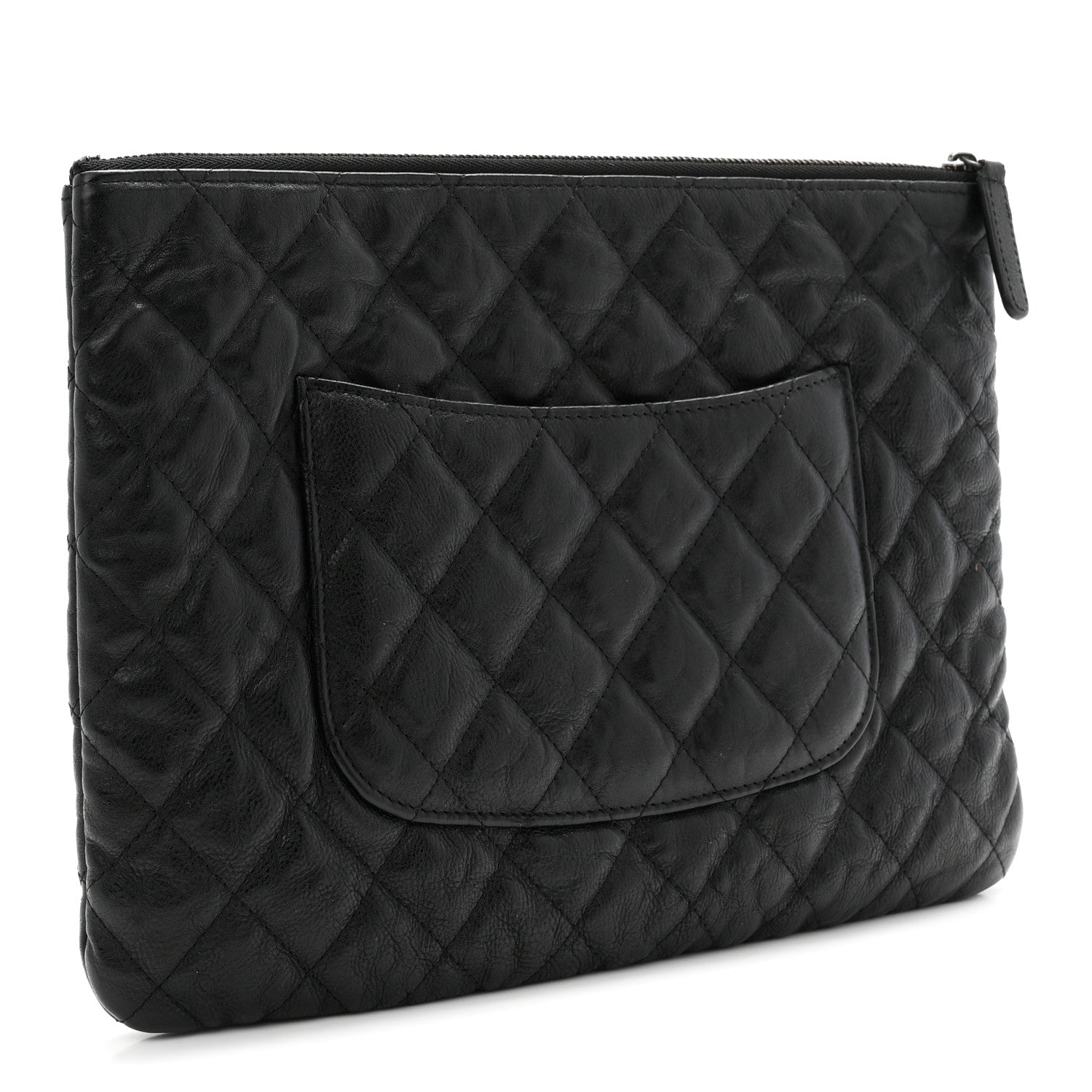 Chanel Crumpled Calfskin Quilted Medium Cosmetic Case So Black 3 of 7