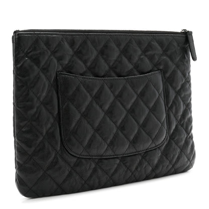 Chanel Crumpled Calfskin Quilted Medium Cosmetic Case So Black 3 of 7