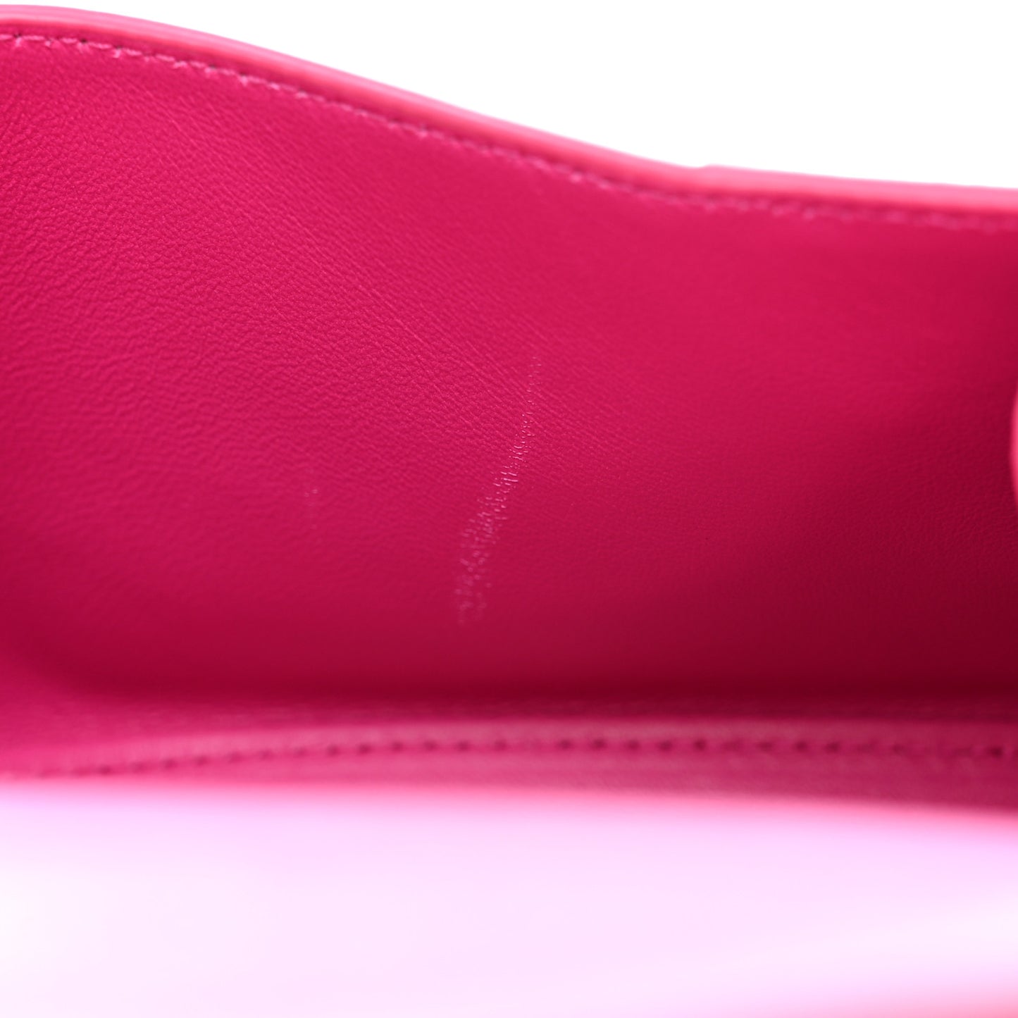 Grained Calfskin Tonal B Small Hourglass Top Handle Bag Acid Fuchsia