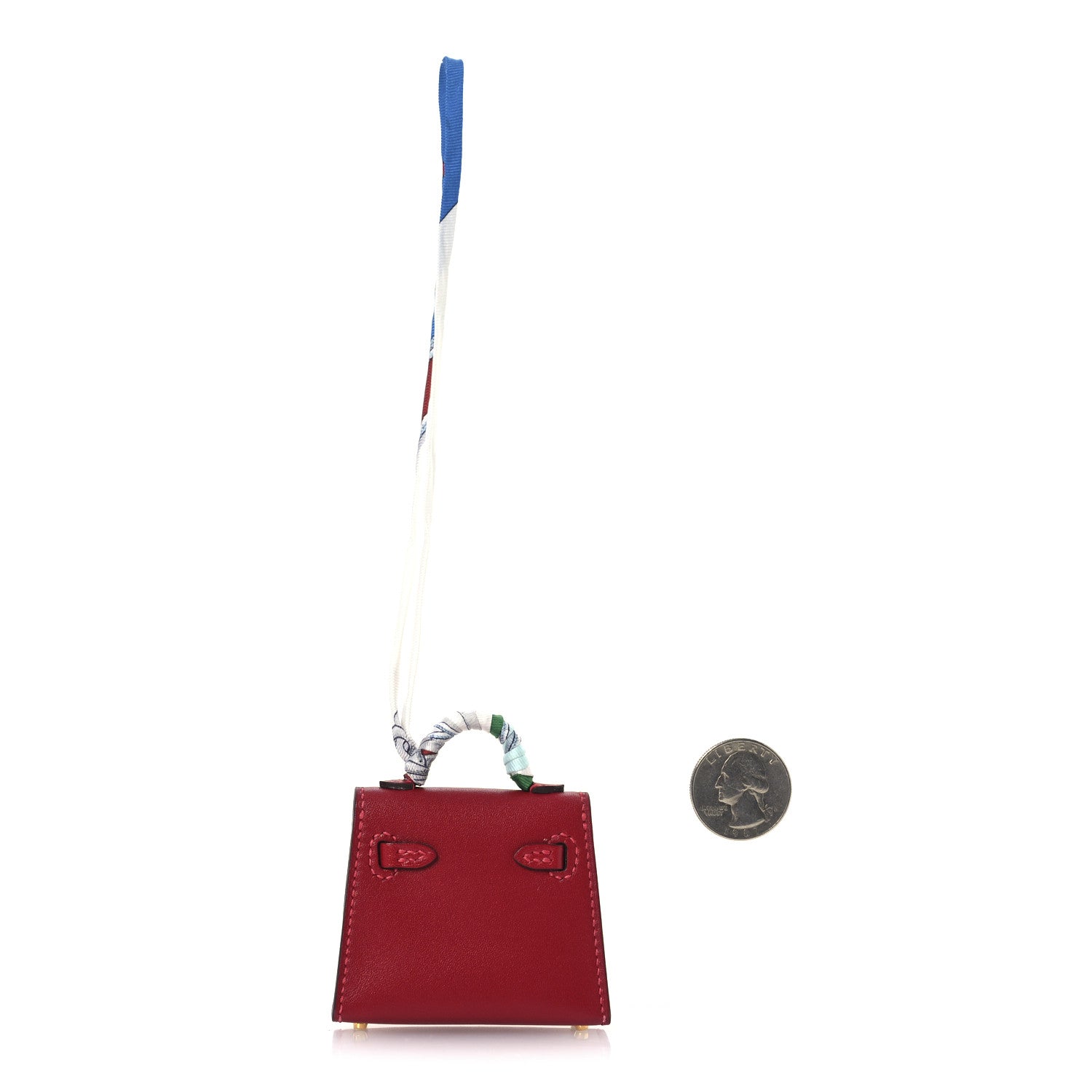 Hermes Tadelakt Mini Kelly Twilly Bag Charm Rouge Vif 2 of 6