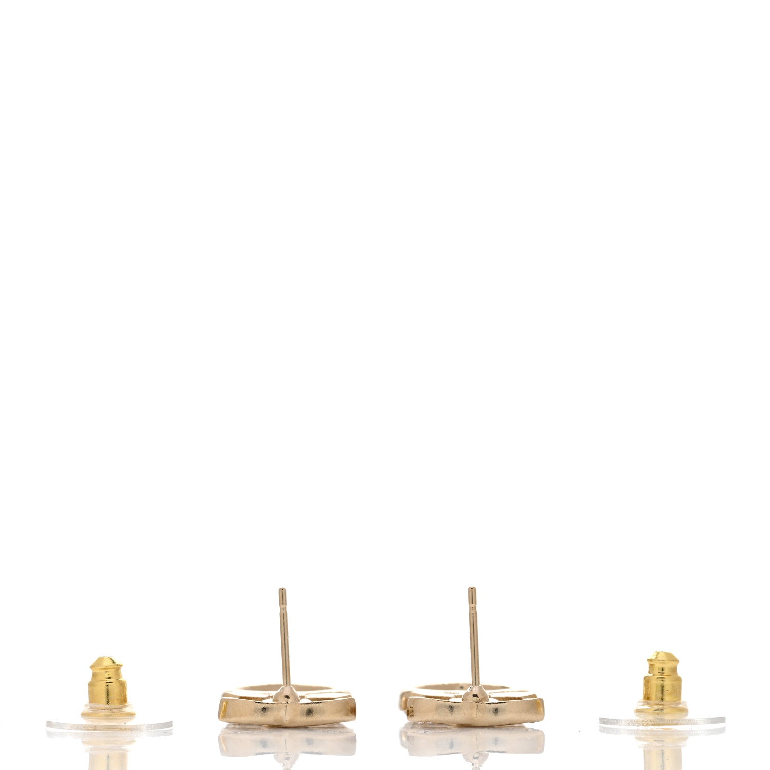 Chanel Metal Crystal CC Heart Drop Earrings Gold 3 of 4