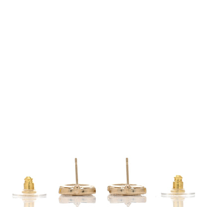 Chanel Metal Crystal CC Heart Drop Earrings Gold 3 of 4