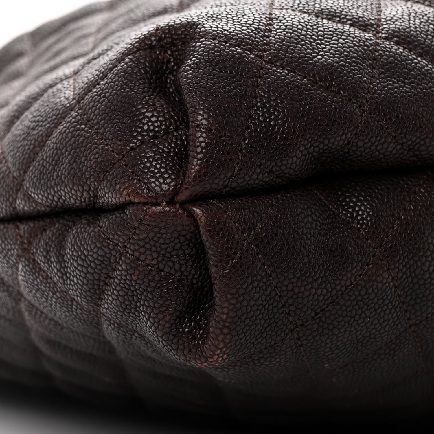 Chanel Distressed Glazed Caviar Quilted Large Elastic Tote Brown 9 of 10