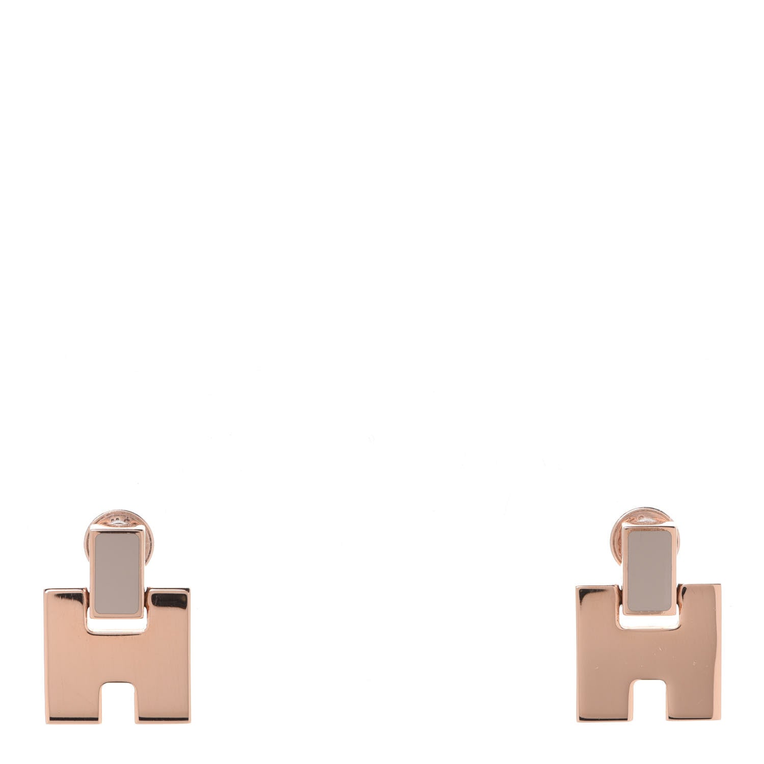 Hermes Rose Gold Lacquer Eileen Earrings Etoupe 1 of 6