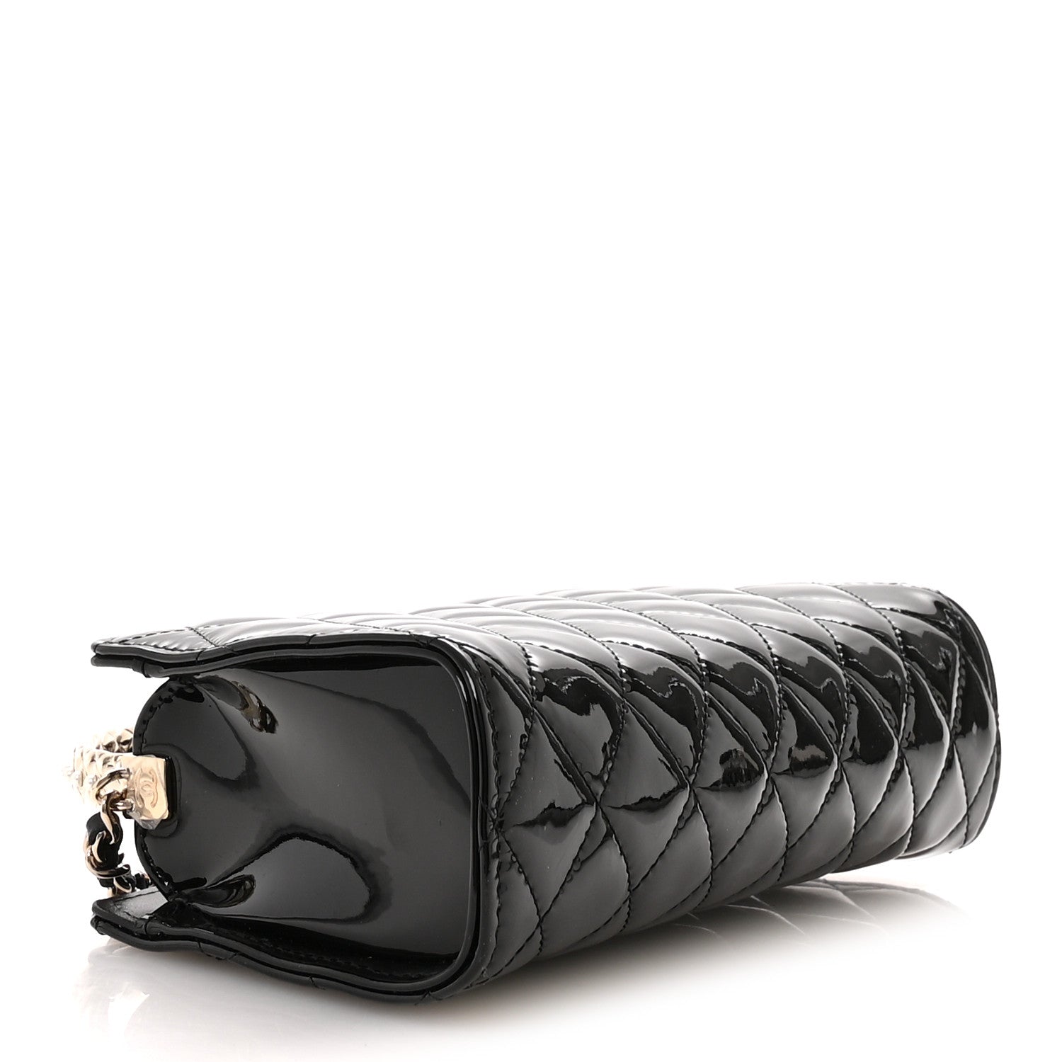 Chanel Patent Calfskin Quilted Pearl Clutch With Chain Black 4 of 11