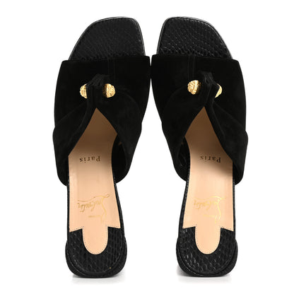 Christian Louboutin Veau Velours Calfskin Jurassic Stanis Love 55 Sandals 40 Black 2 of 8