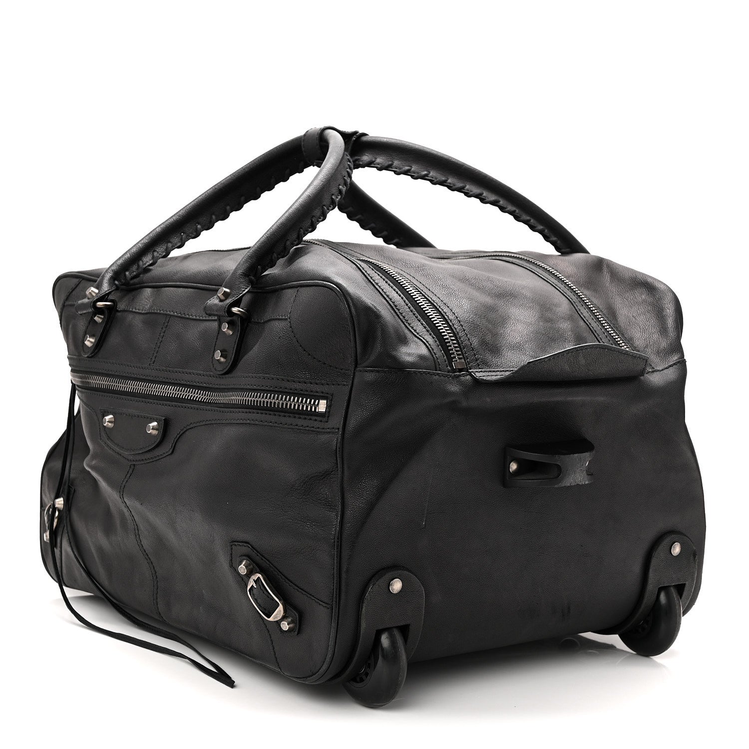 Balenciaga Agneau Silver Hardware Duffle Carry On Travel Bag Black 3 of 9