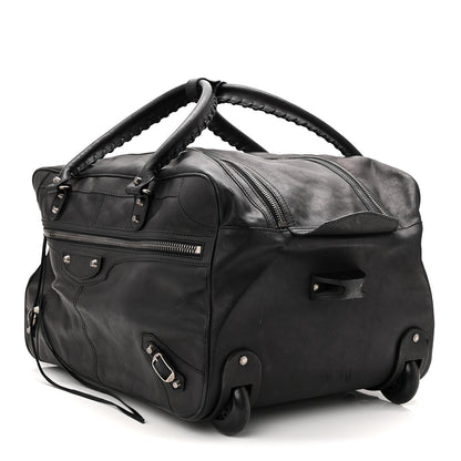 Balenciaga Agneau Silver Hardware Duffle Carry On Travel Bag Black 3 of 9