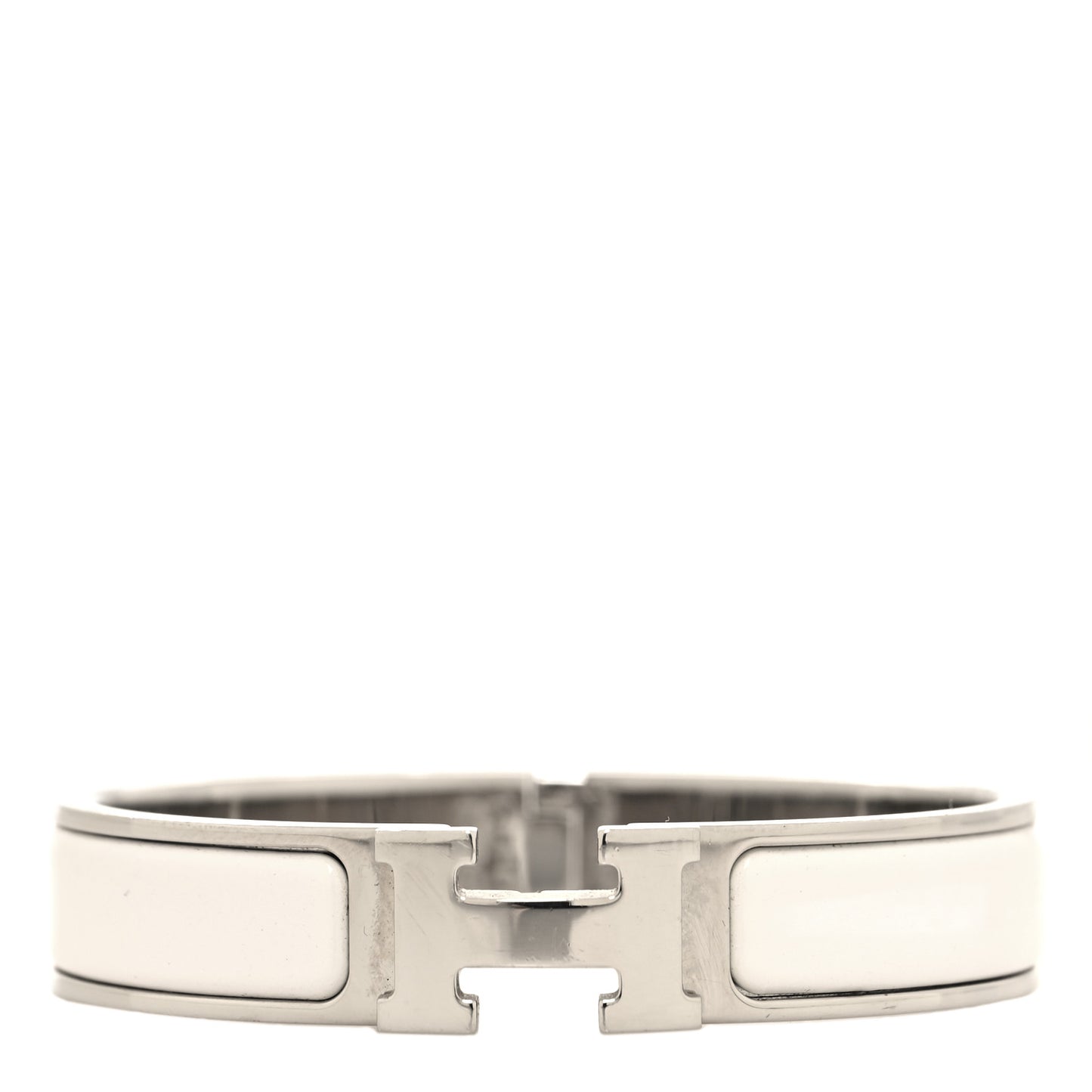 Enamel Narrow Clic Clac H Bracelet PM White
