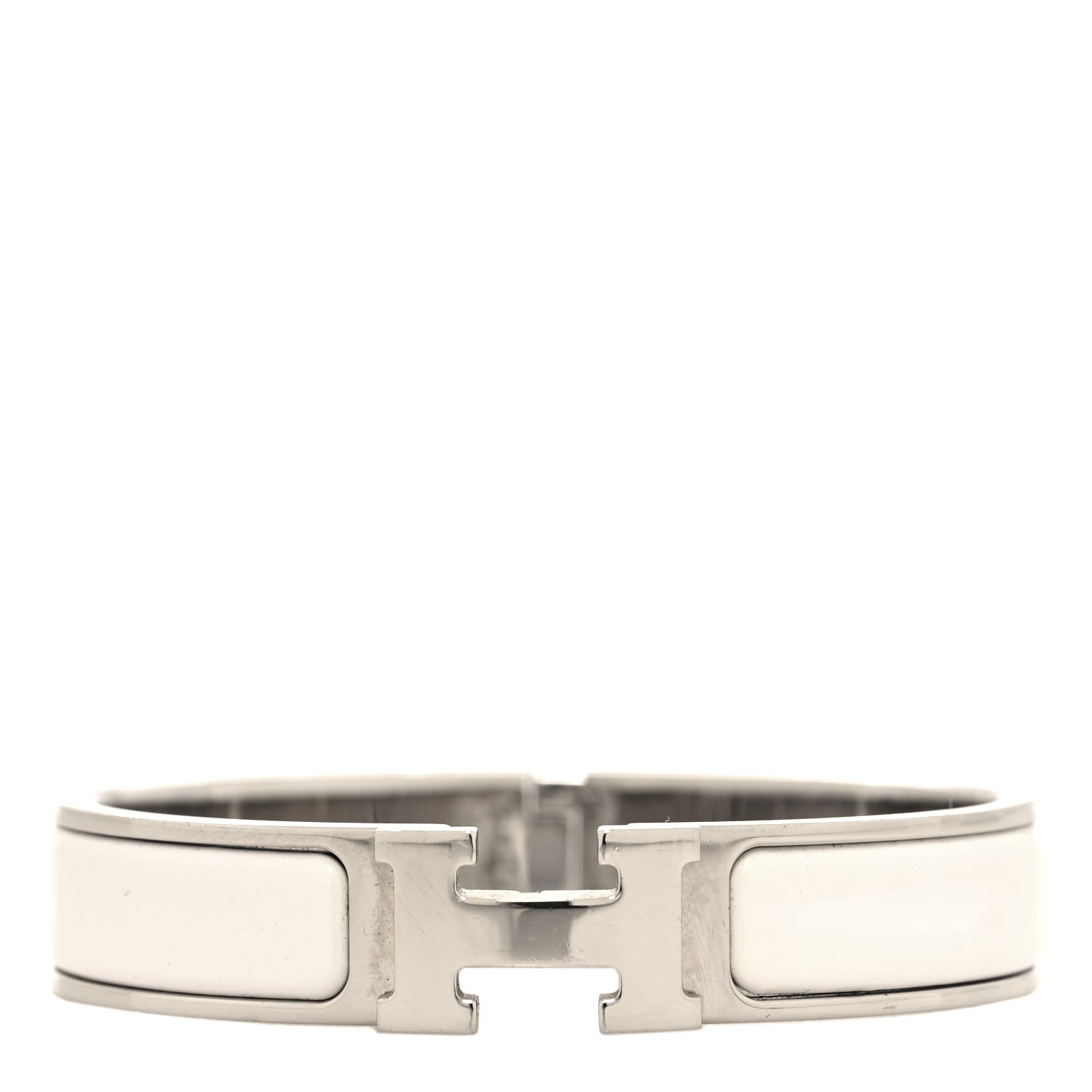 Hermes Enamel Narrow Clic Clac H Bracelet PM White 1 of 4