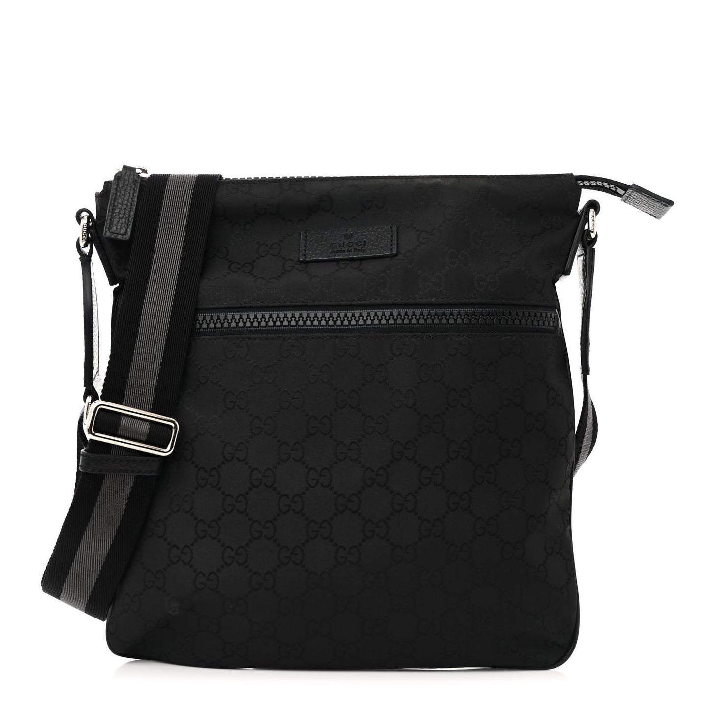 Nylon Monogram Small Flat Messenger Bag Black