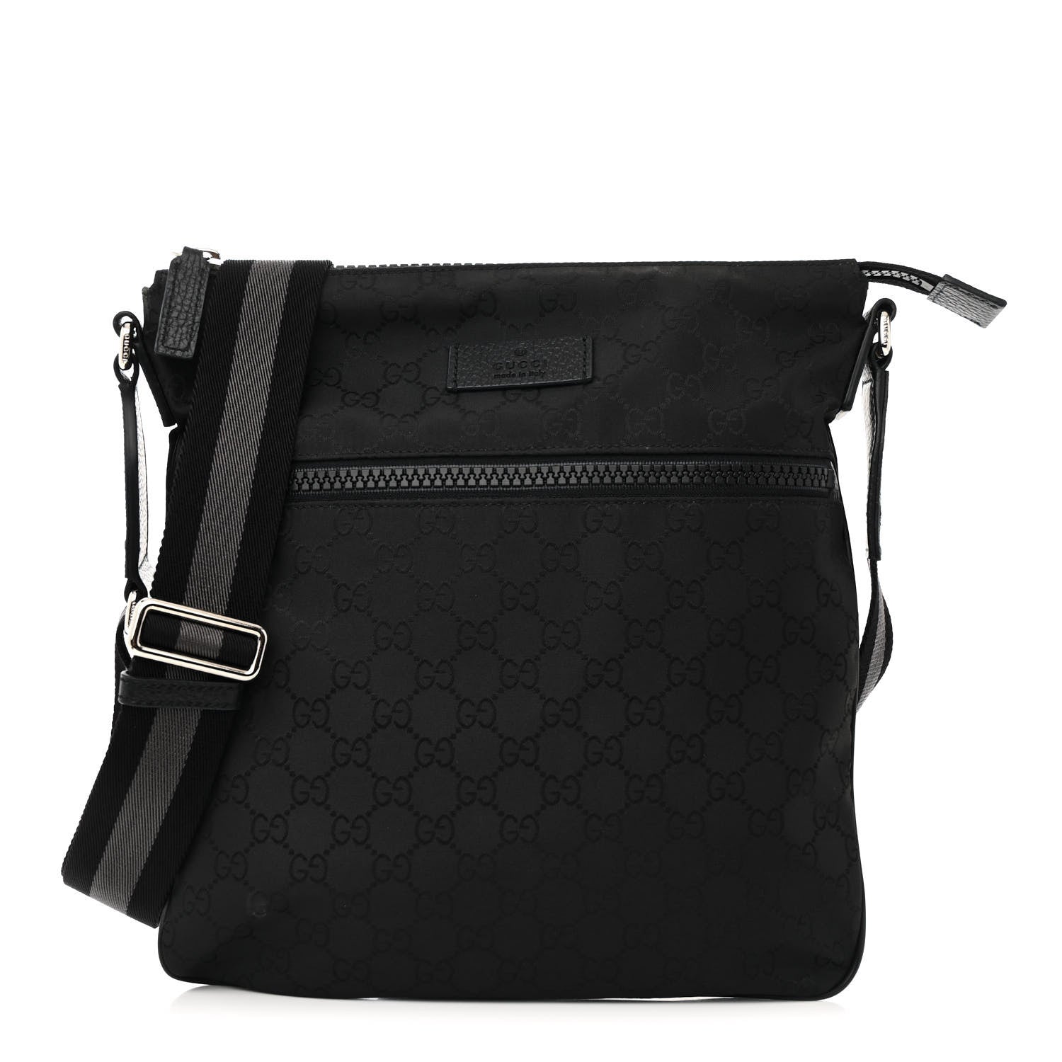 Gucci Nylon Monogram Small Flat Messenger Bag Black 1 of 15