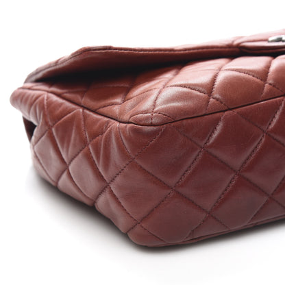 Chanel Lambskin Quilted Jumbo Single Flap Dark Red 10 of 13