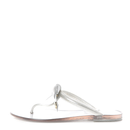 Louis Vuitton Patent Seastar Thong Sandals 36 Silver 1 of 7