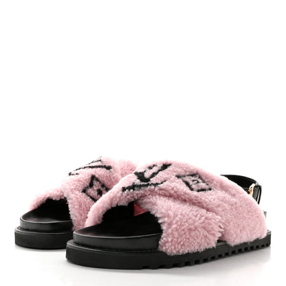 Louis Vuitton Shearling Paseo Sandals 41 Pink 3 of 8