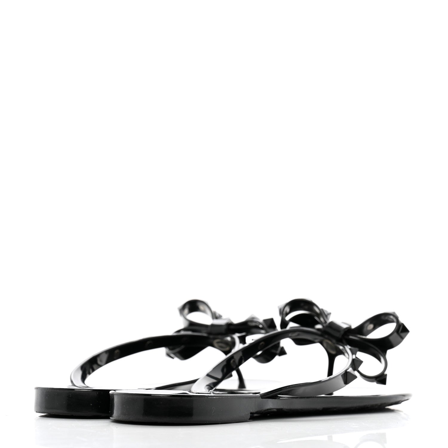 Valentino Garavani PVC Jelly Rockstud Bow Thong Sandals 40 Black 5 of 9