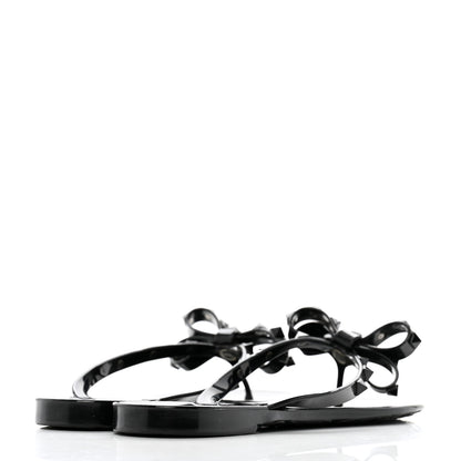 Valentino Garavani PVC Jelly Rockstud Bow Thong Sandals 40 Black 5 of 9