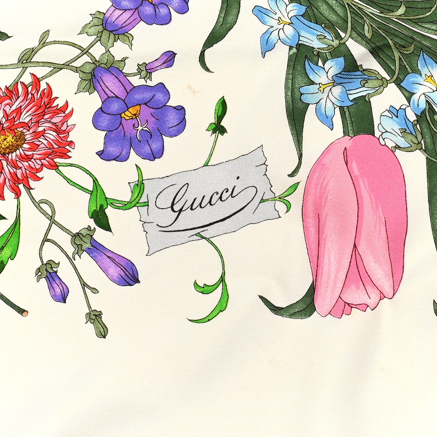 Gucci Silk Twill Flora Square Scarf White 2 of 8