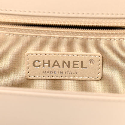 Chanel Patent Chevron Quilted New Medium Boy Flap Light Beige 6 of 10
