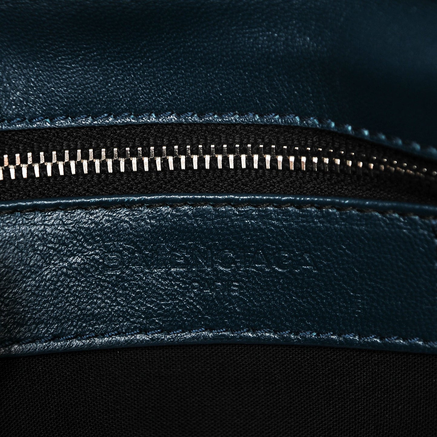 Chevre Silver Metallic Edge Hardware Envelope Clutch Bleu Nuit