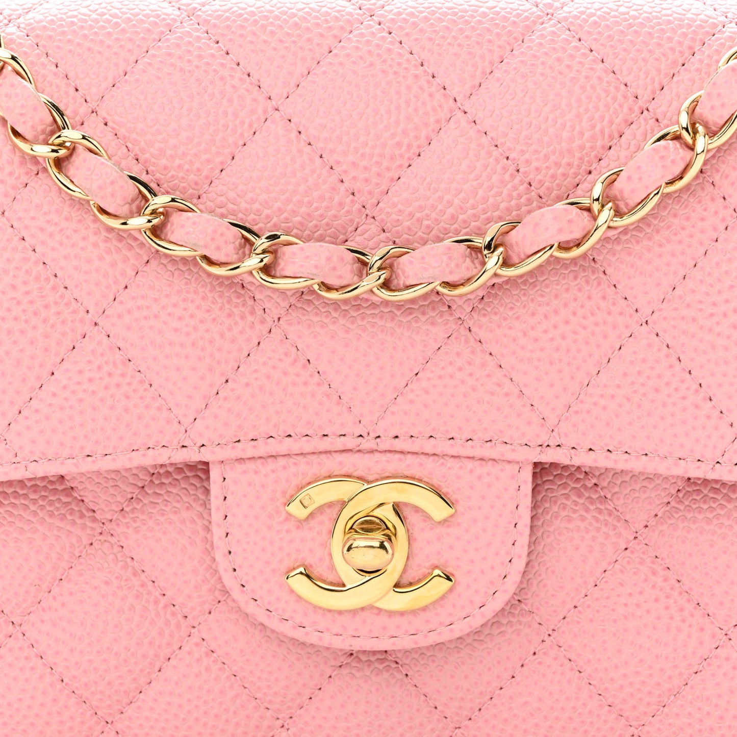 Caviar Quilted Small Double Flap Pink