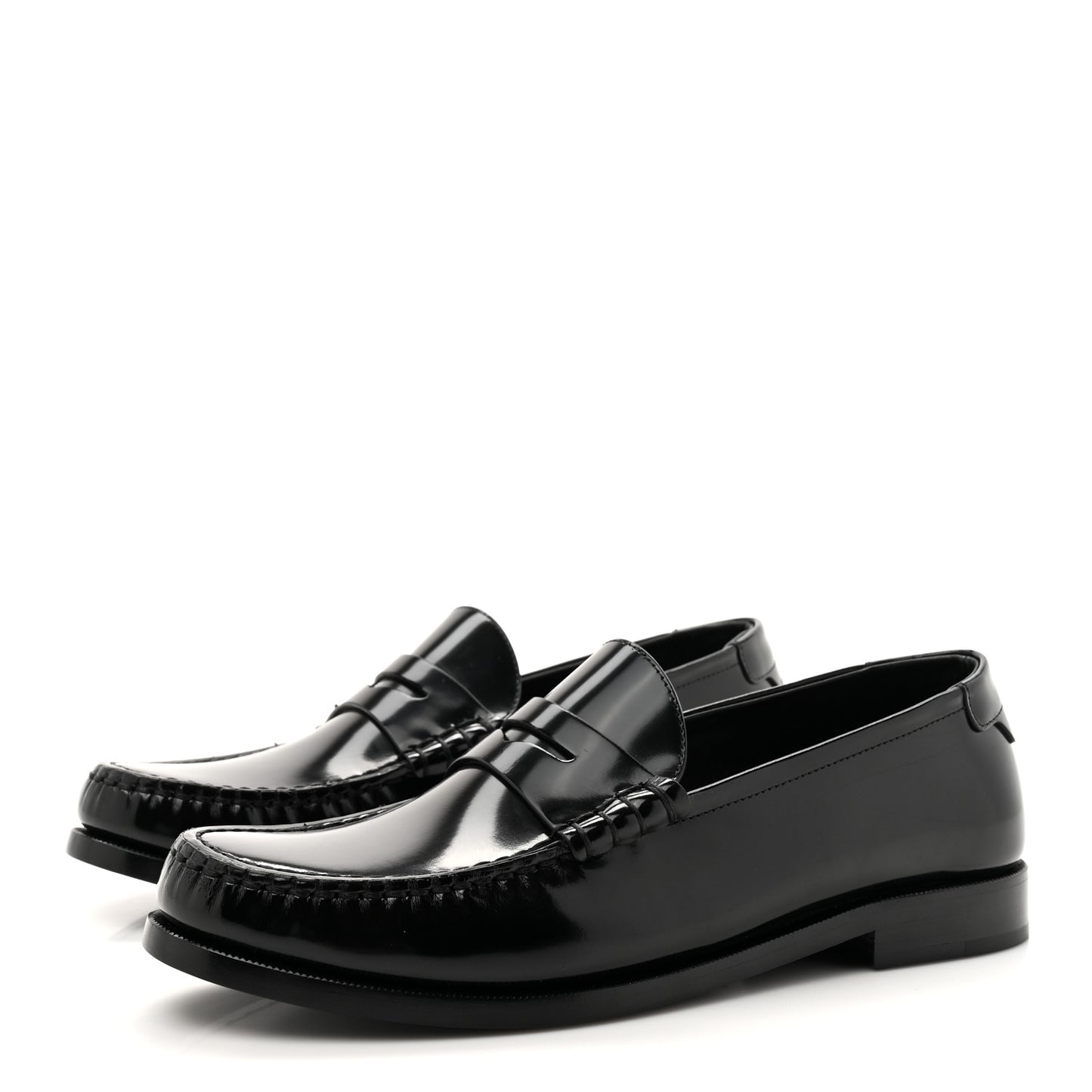 Glazed Calfskin Le Loafer 15 Penny Slippers 40 Black
