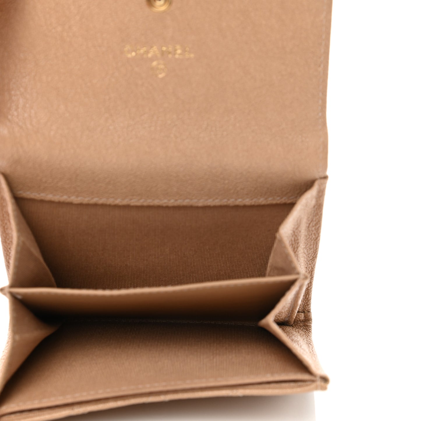 Caviar Quilted Boy Card Holder Wallet Beige