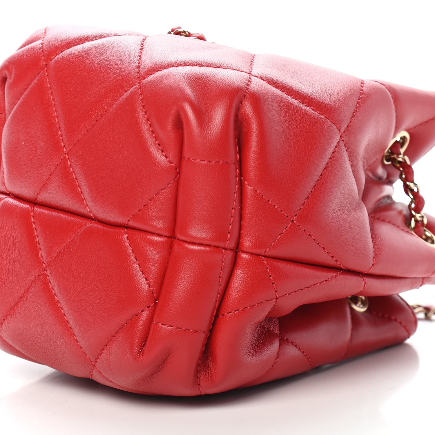 Chanel Lambskin Quilted CC Dweller Drawstring Bucket Bag Red 9 of 9