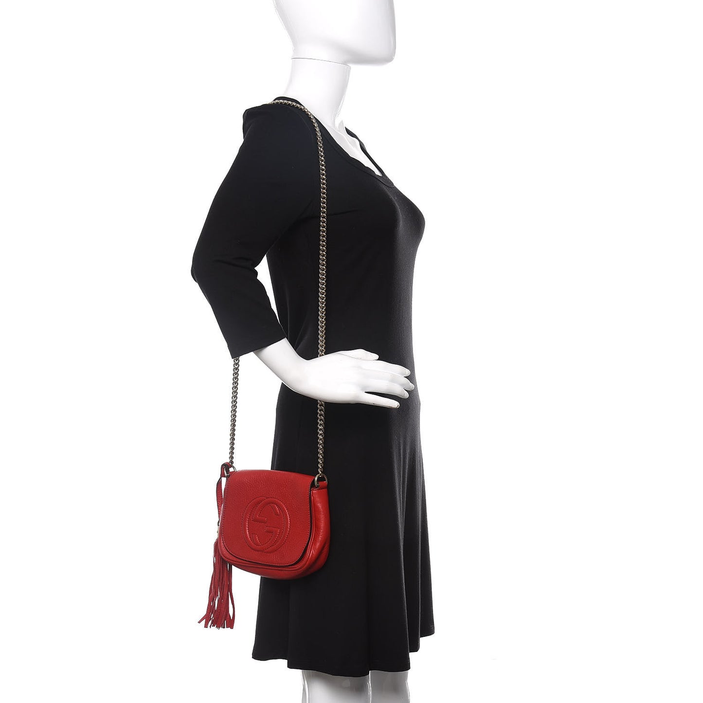 Pebbled Calfskin Small Soho Flap Crossbody Red