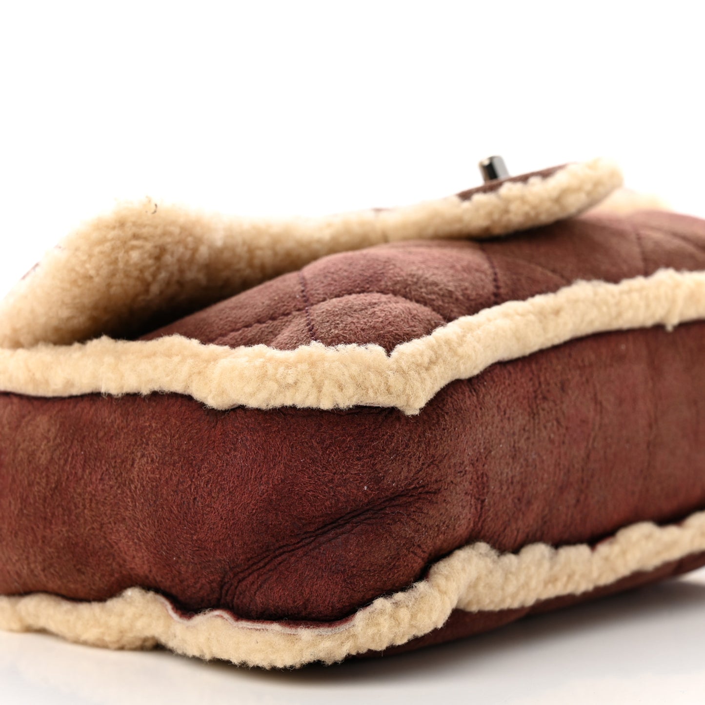 Shearling Quilted Medium Single Flap Brown