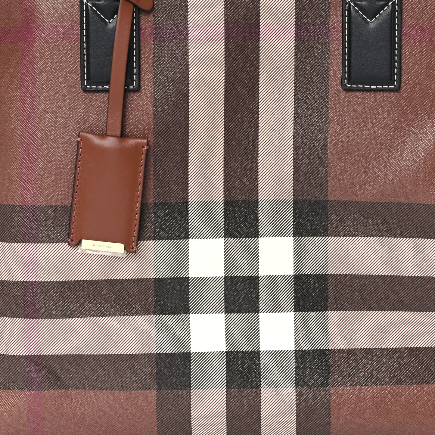 E-Canvas Check Medium Soft TB Tote Dark Birch Brown