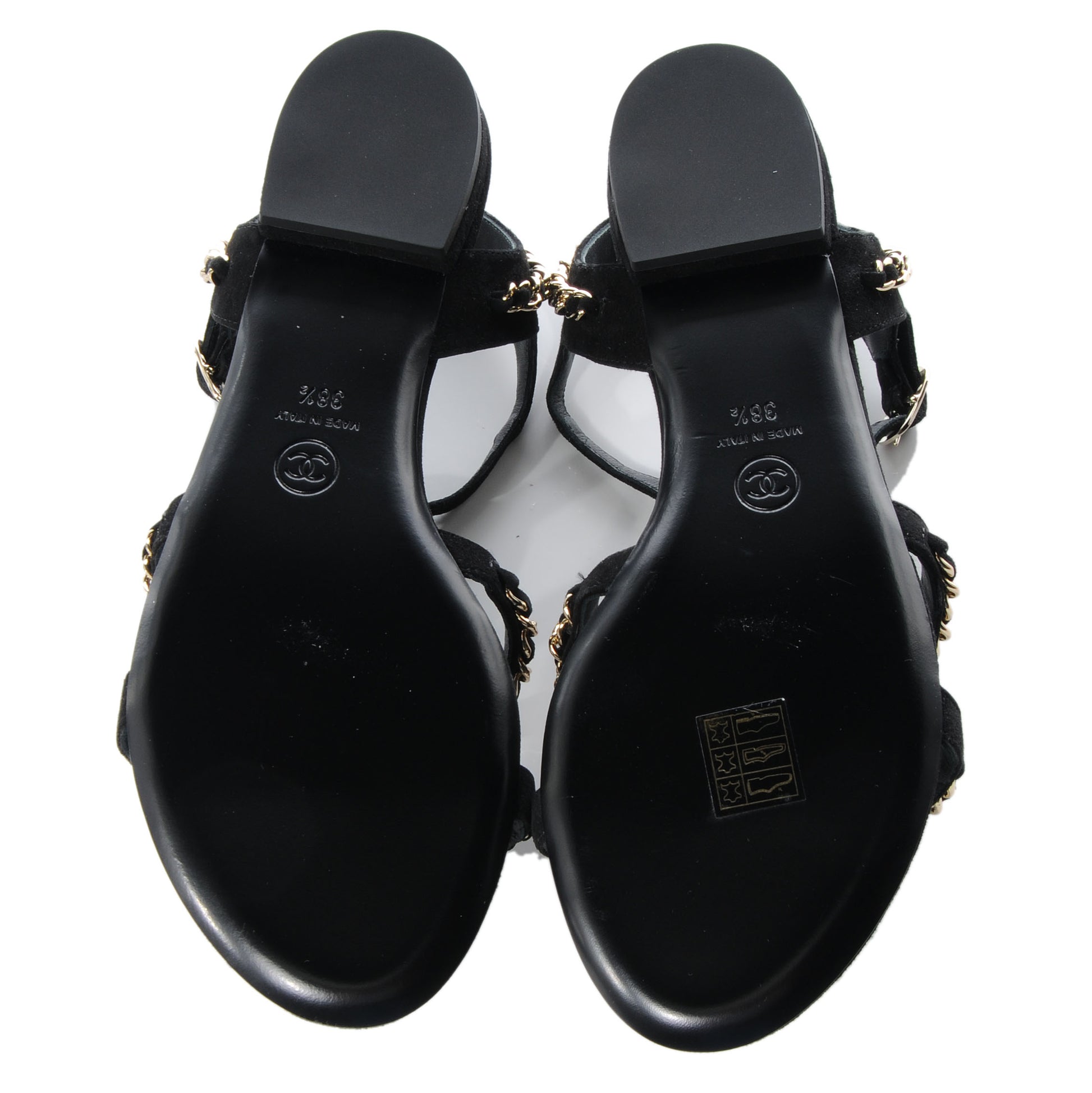 Chanel Suede Gladiator Chain Sandals 38.5 Black 5 of 6