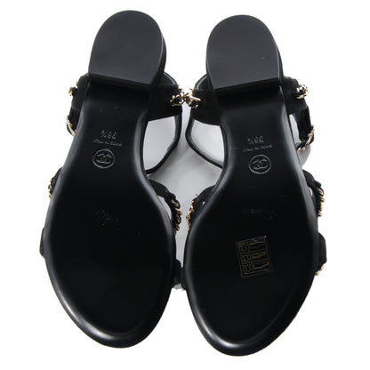Chanel Suede Gladiator Chain Sandals 38.5 Black 5 of 6