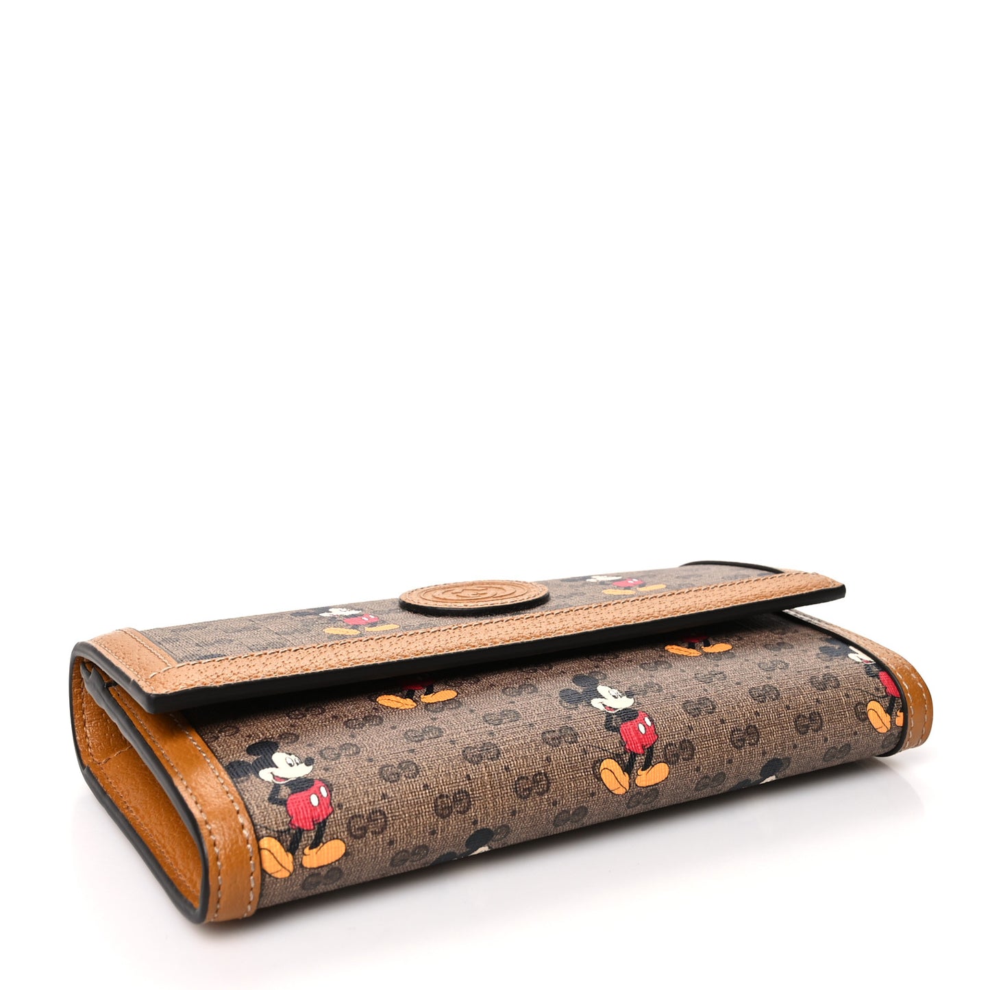 X DISNEY Mini Vintage GG Supreme Monogram Mickey Mouse Continental Wallet Beige Vintage Sun Oil