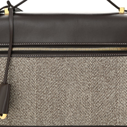 Loro Piana Calfskin Merino Wool Extra Bag L27 Natural Brown Dark Chocolate Licorice Sun Gold 7 of 9