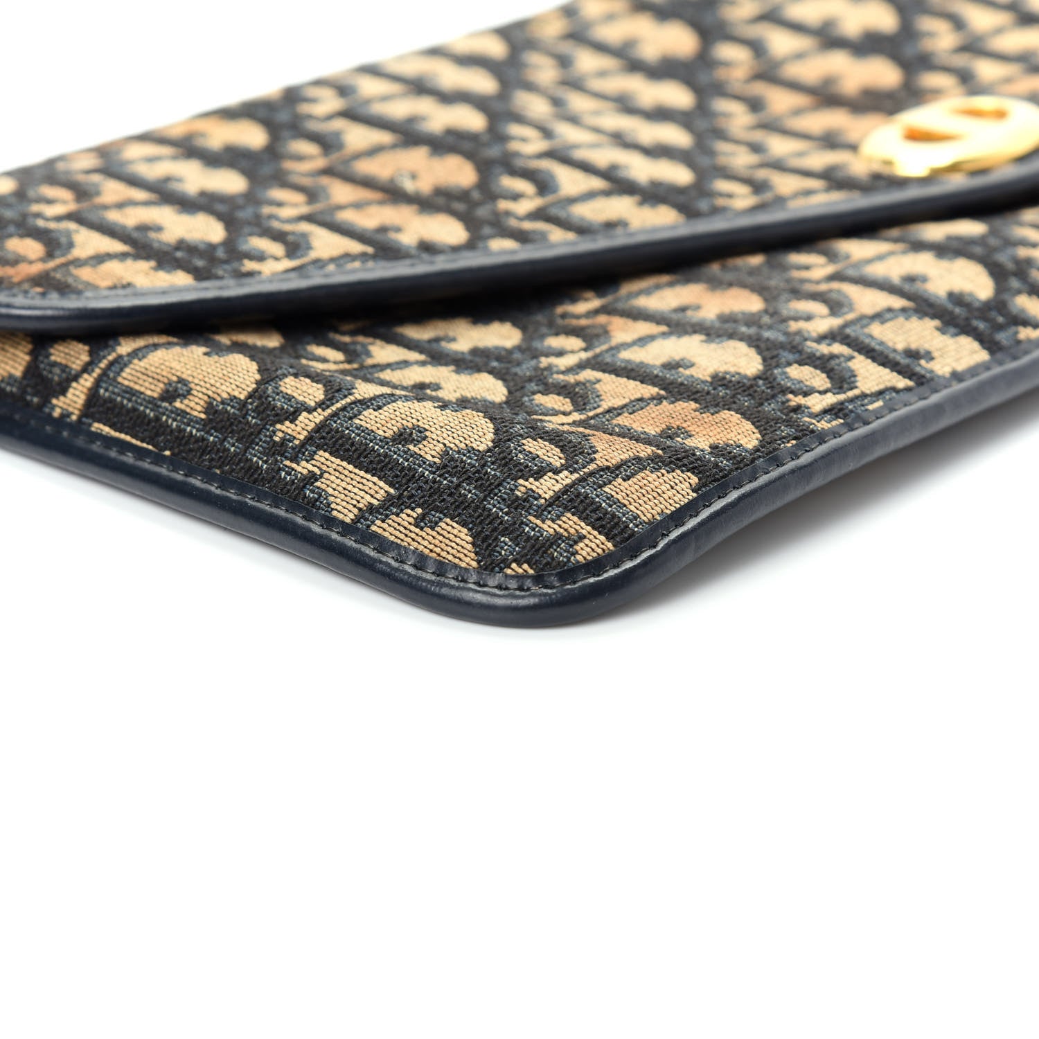 Christian Dior Monogram Envelope Flap Clutch Navy Blue 6 of 10