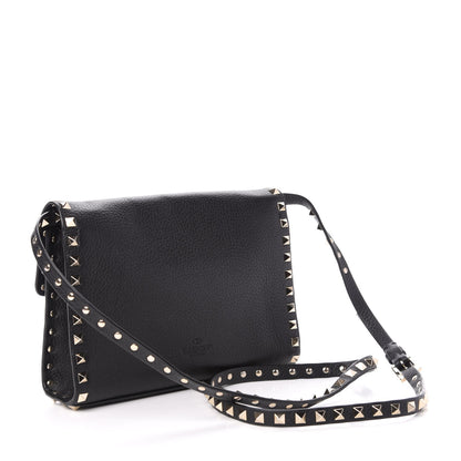 Valentino Garavani Pebbled Calfskin Medium Rockstud Flip Lock Crossbody Bag Black 3 of 9