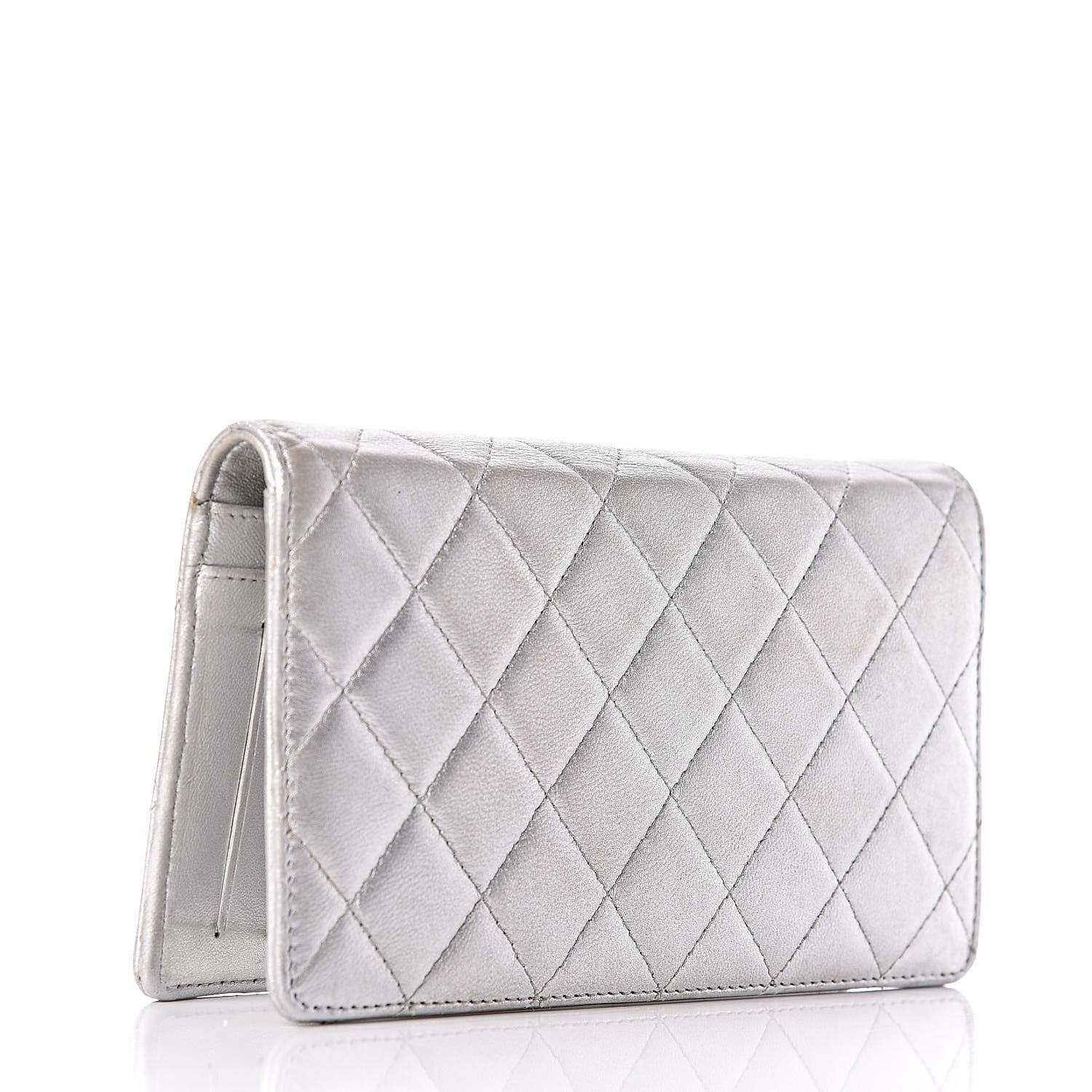 Chanel Metallic Lambskin Quilted Reissue Yen Wallet Silver 3 of 18