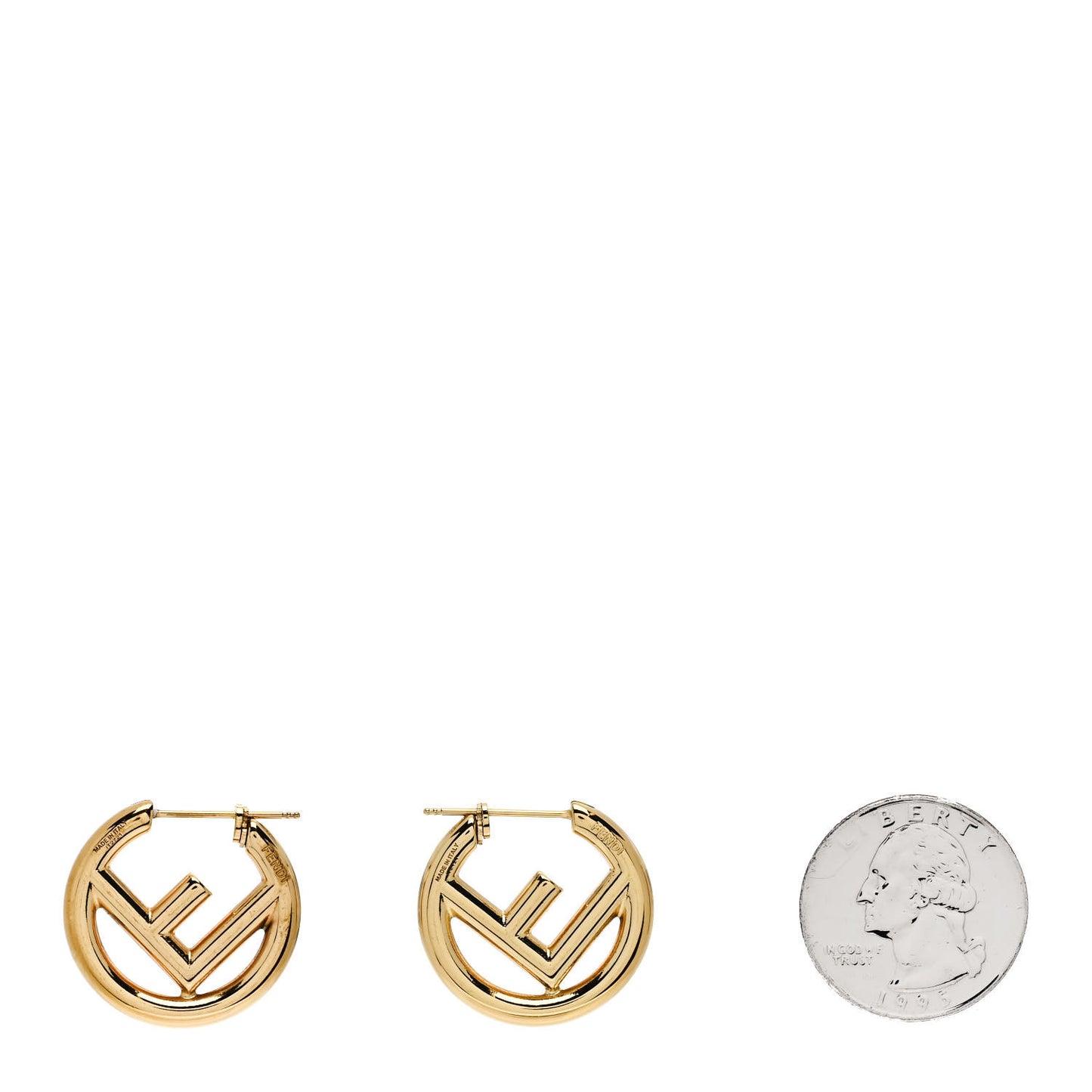Metal FF Hoop Earrings Gold