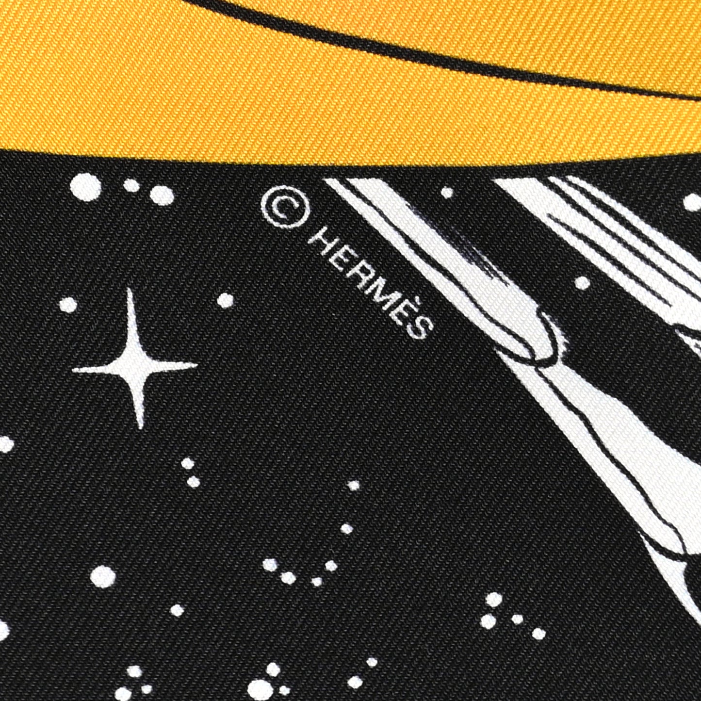 Silk Space Derby Scarf 90 Black White Gold